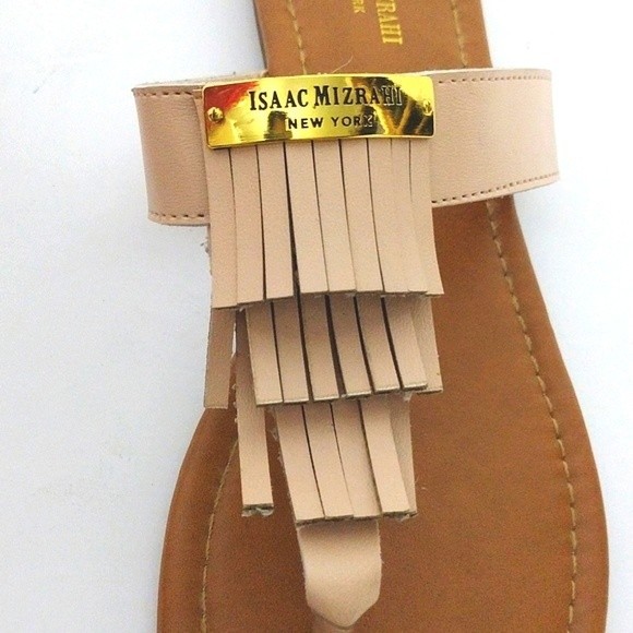 Isaac Mizrahi New York Faux Leather Fringe Flats Thong Summer Sandals US 8 - Picture 3 of 5